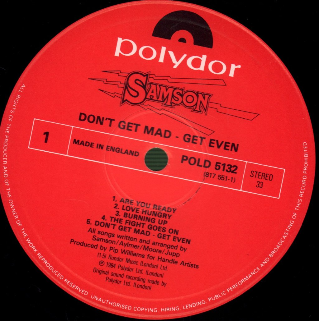 Samson (Nwobhm/Metal Group) - Don't Get Mad Get Even - Lp