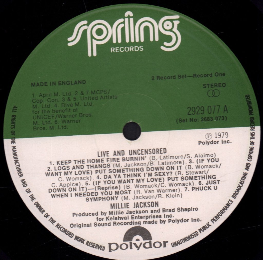 Millie Jackson - Live And Uncensored - Double Lp