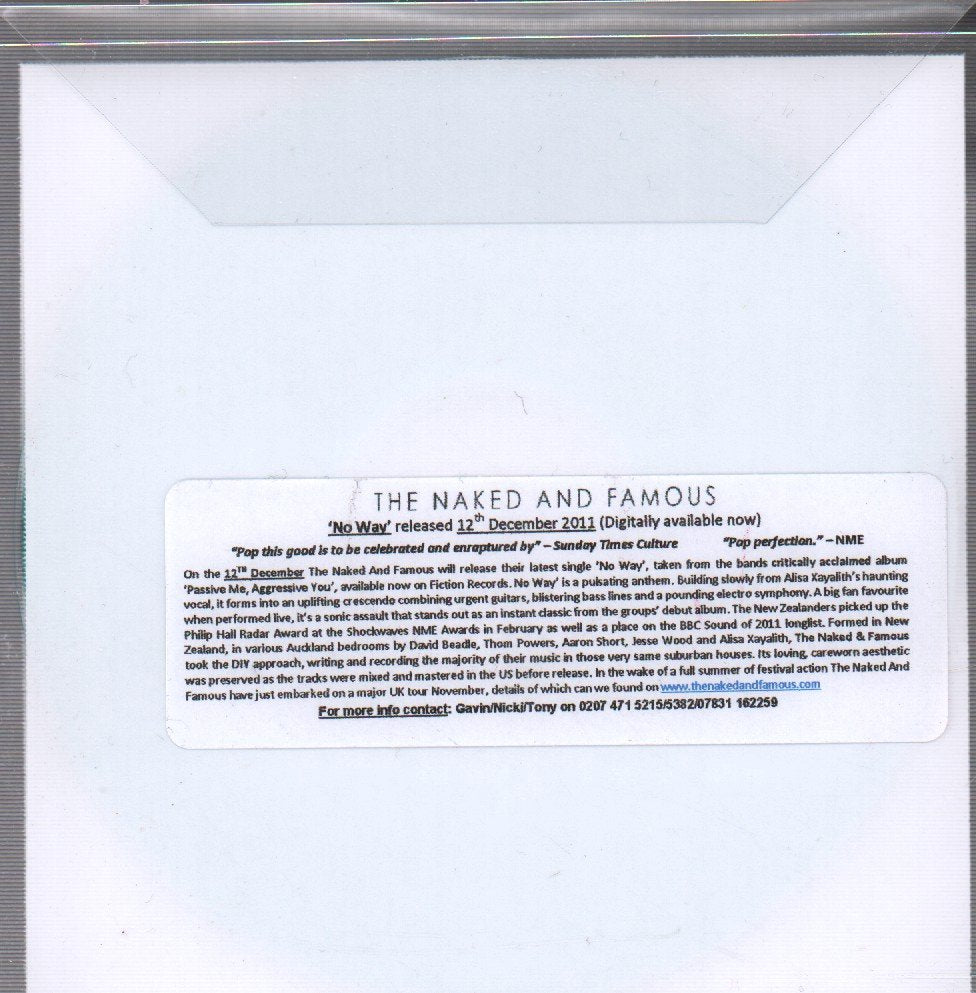 Naked And Famous - No Way - Cdr