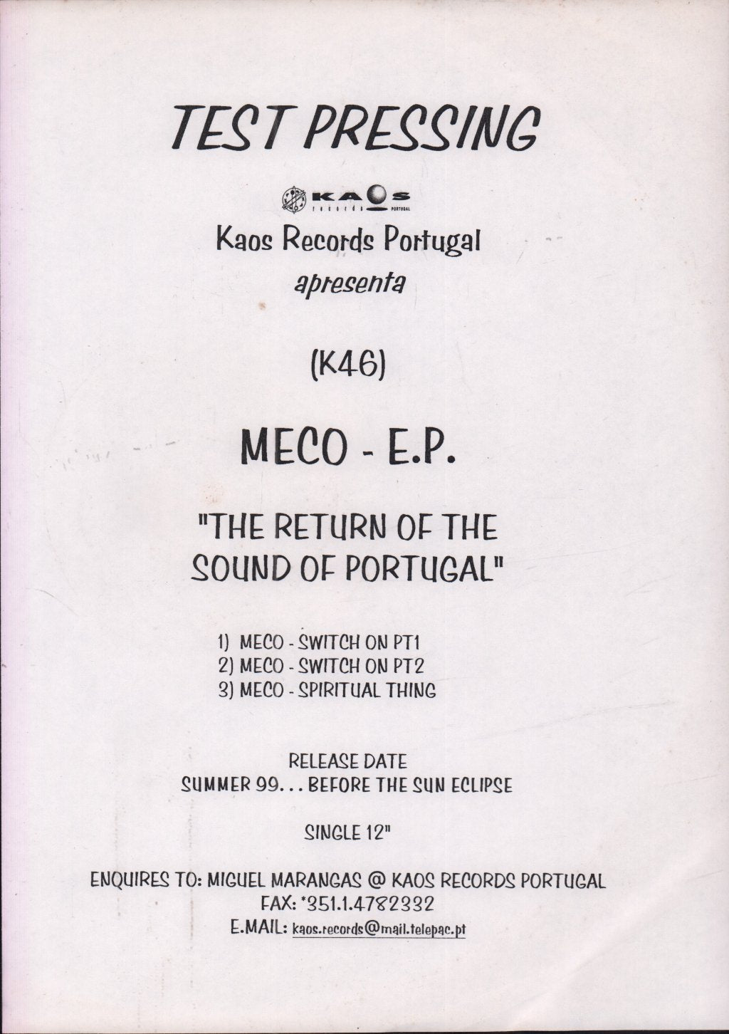 Meco - Meco E.P. - 12 Inch