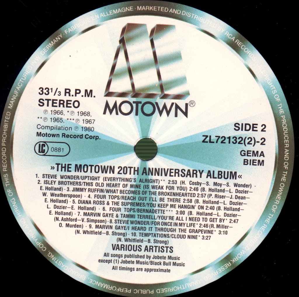 Various Artists - Motown 20th Anniversary Album - Double Lp