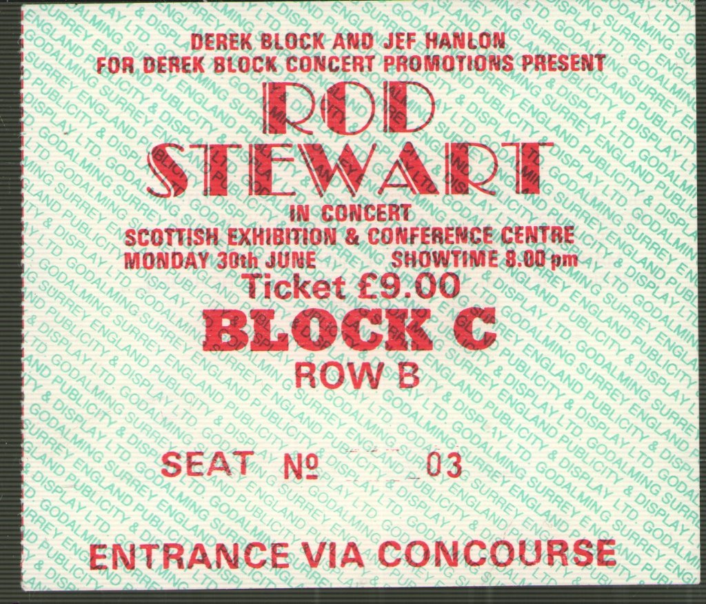 Rod Stewart - Glasgow SECC 30th June 1986 - Ticket