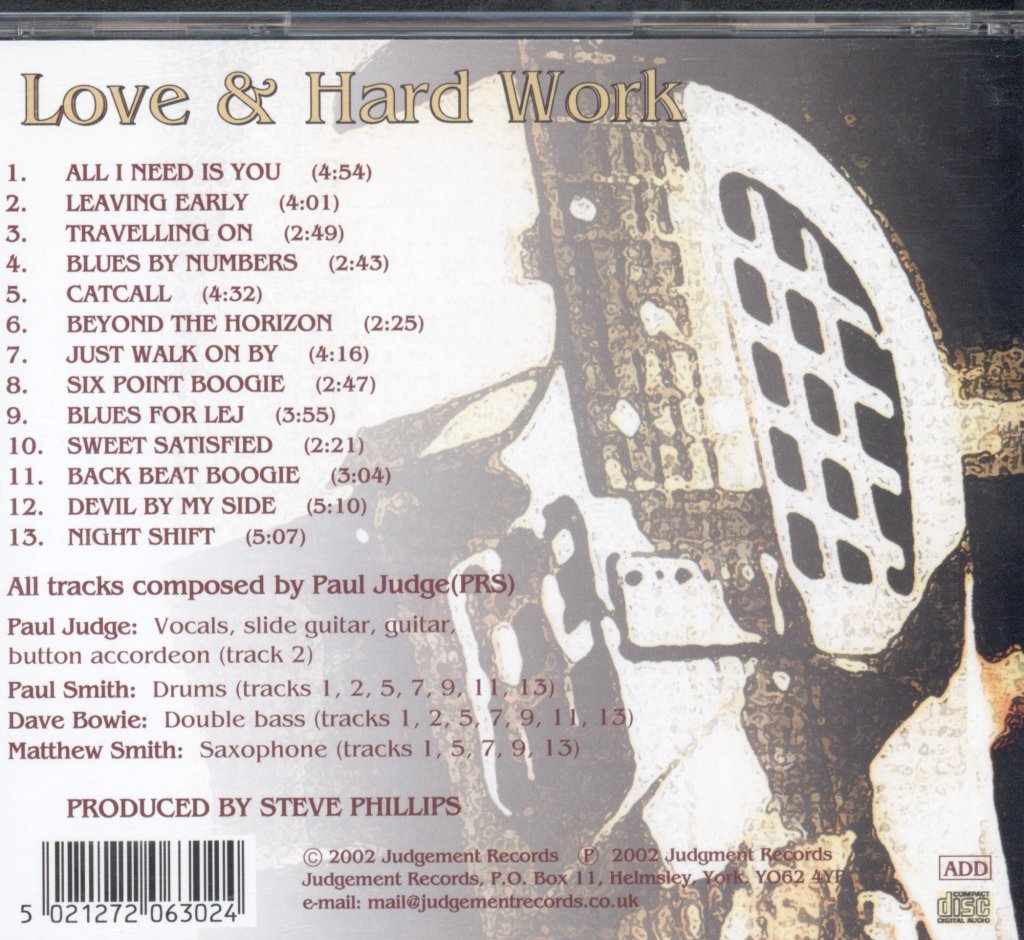 Paul Judge - Love and Hard Work - Cd