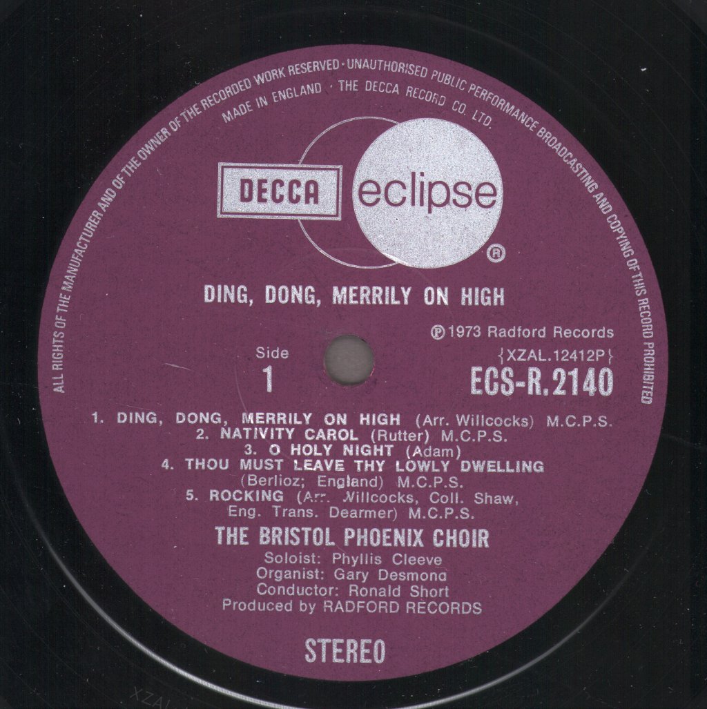 Bristol Phoenix Choir - Ding, Dong, Merrily On High - Lp