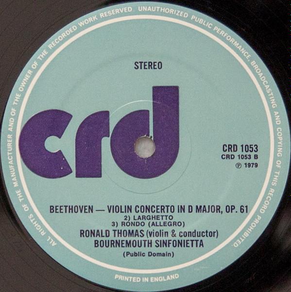 Ronald Thomas - beethoven Violin Concerto In D Major, Op.61 - Lp
