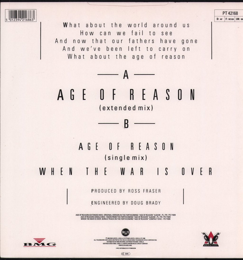 John Farnham - Age Of Reason - 12 Inch