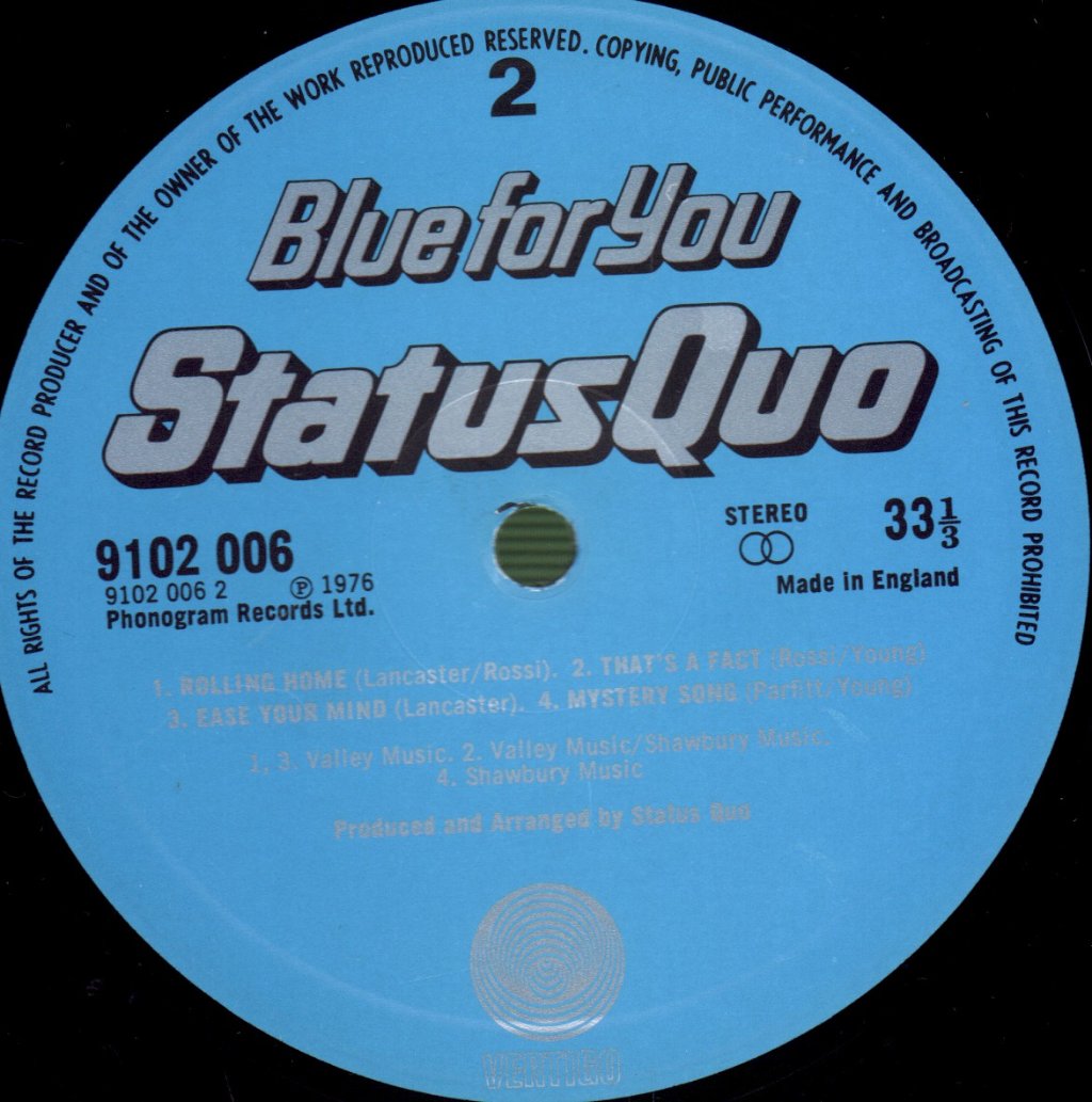 Status Quo - Blue For You - Lp