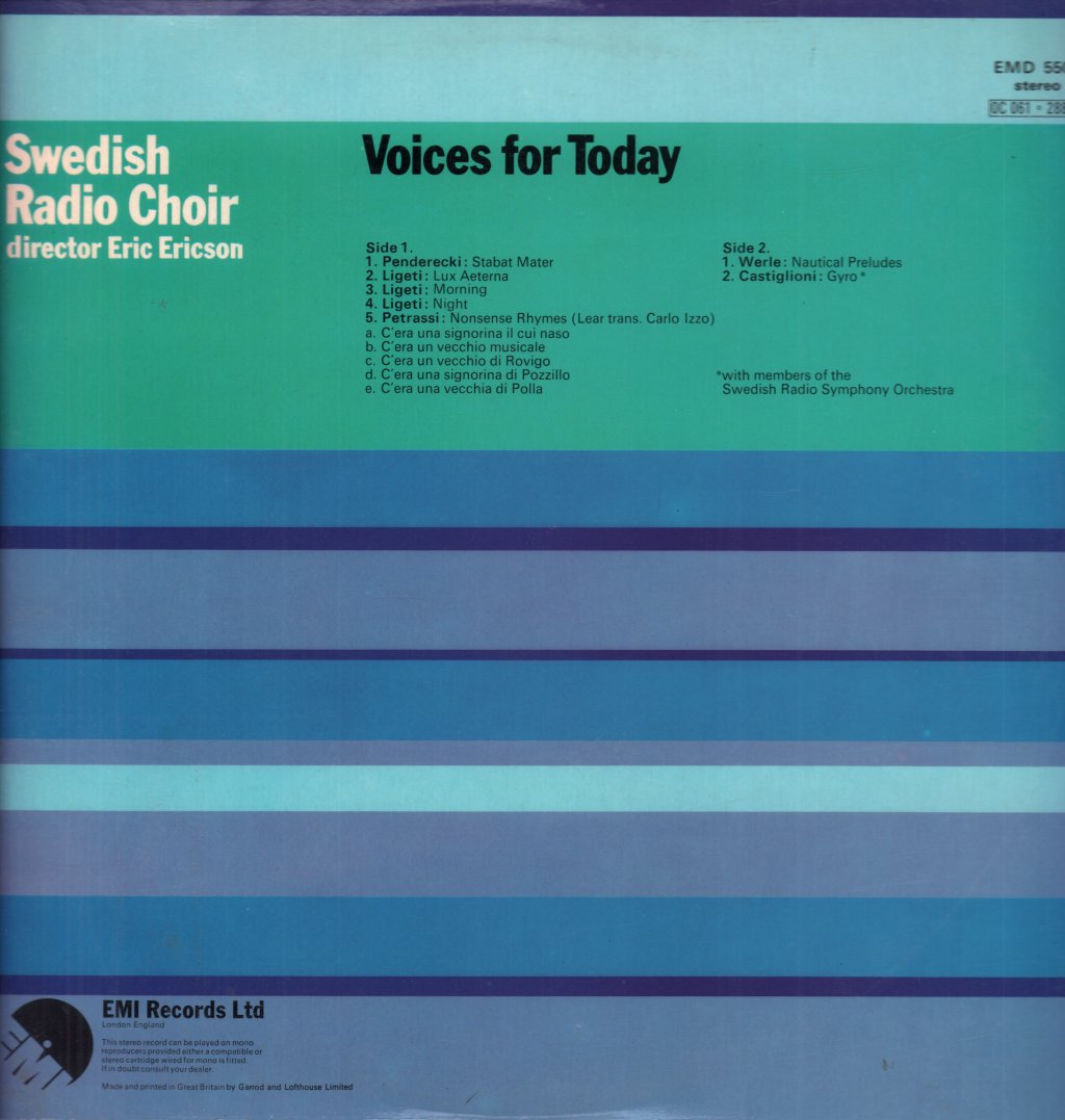 Swedish Radio Choir / Eric Ericson - Voices For Today - Lp