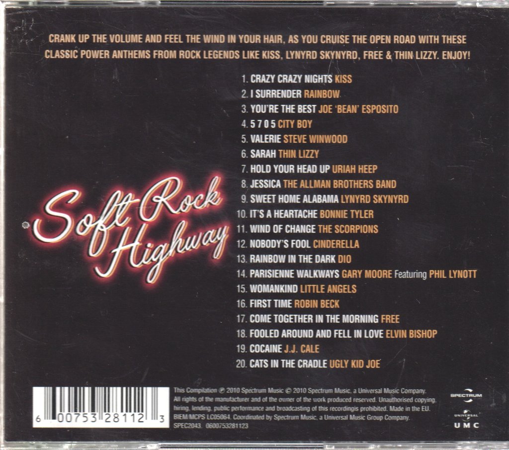 Soft Rock Highway - 20 Power Rock Anthems - Cd