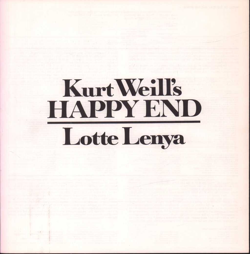 kurt weill bertolt brecht lotte lenya - Happy End - Lp