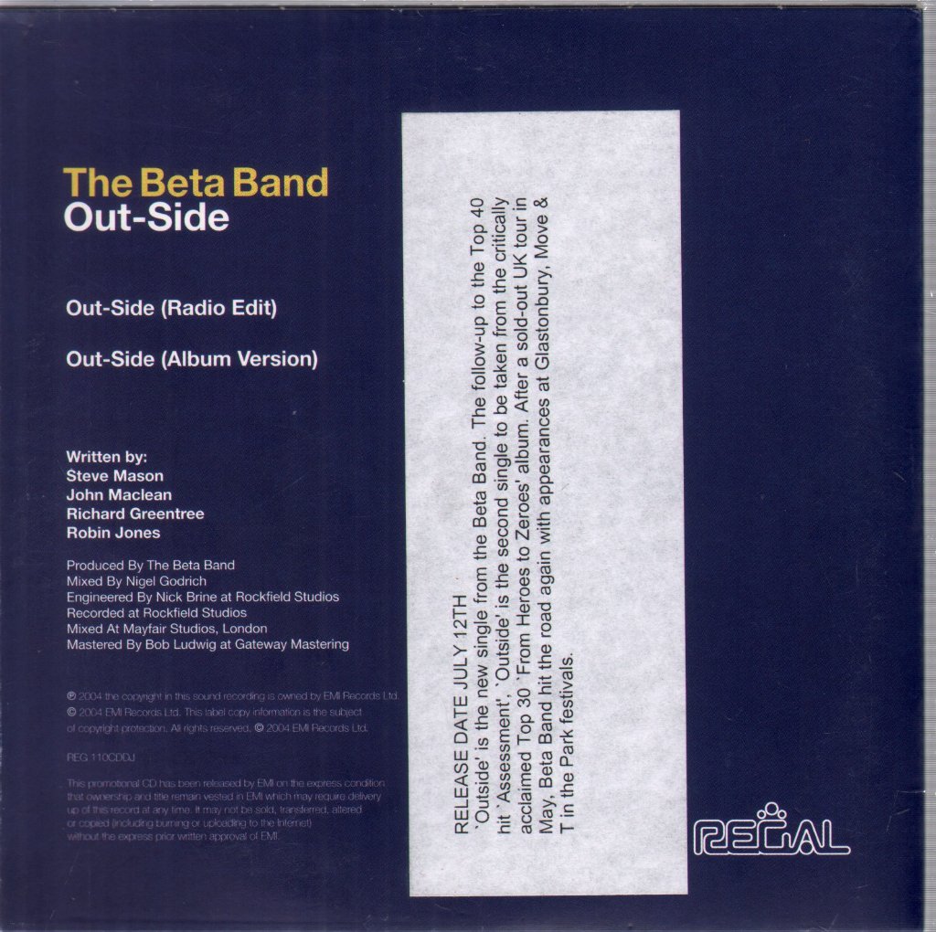 Beta Band - Out Side - Cd