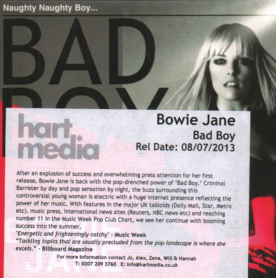 Bowie Jane - Bad Boy - Cdr