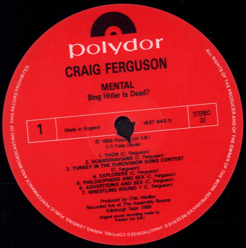 Craig Ferguson - Mental Bing Hitler Is Dead - Lp