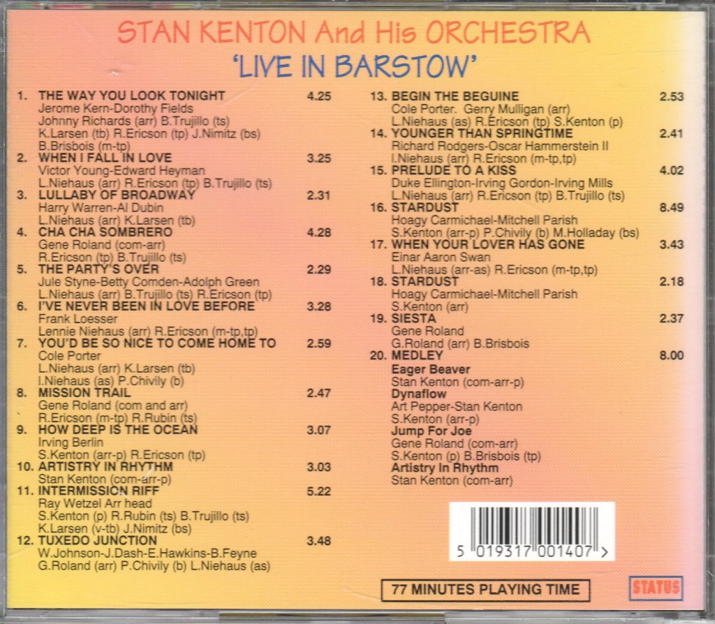 Stan Kenton And His Orchestra - Live At Barstow 1960 - Cd