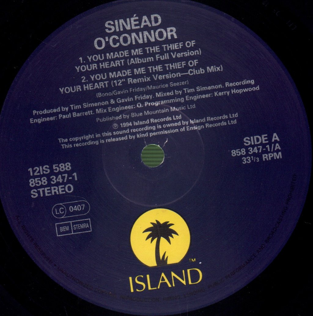 Sinéad O'Connor - You Made Me The Thief Of Your Heart - 12 Inch
