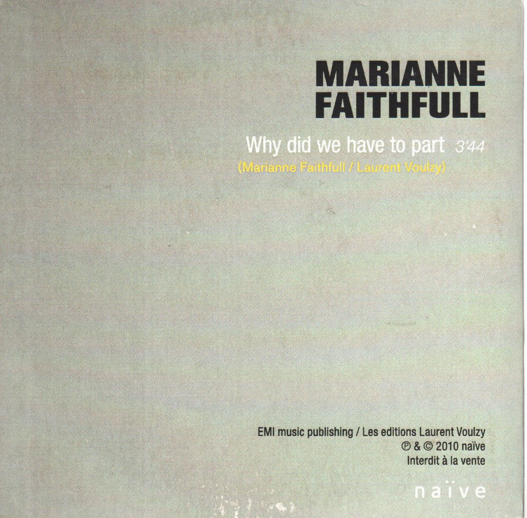 Marianne Faithfull - Why Did We Have To Part - Cdr