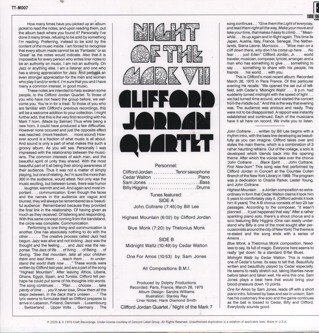 Clifford Jordan Quartet - Night of the Mark VII - Lp