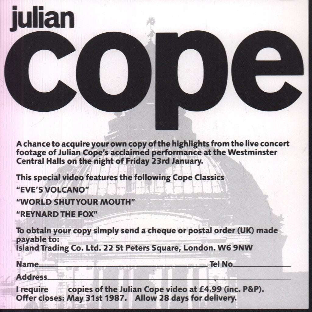 Julian Cope - Eve's Volcano - 7 Inch