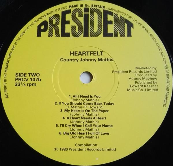 Country Johnny Mathis - Heartfelt - Lp