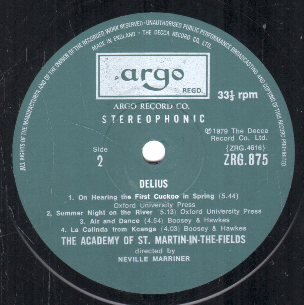 Neville Marriner / Academy Of St. Martin In The Fields - Delius - Walk To The Paradise Garden / On Hearing The - Lp