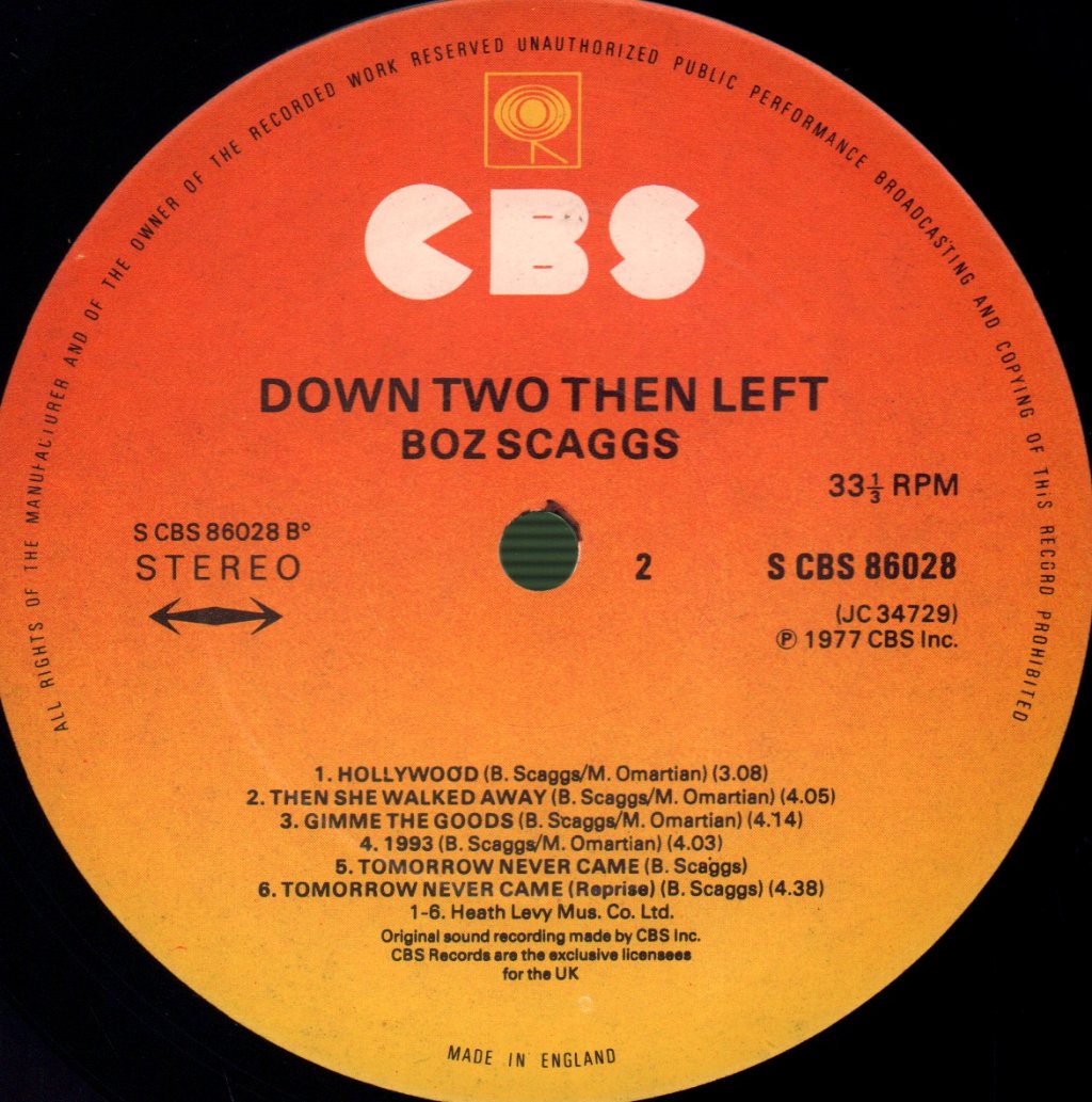 Boz Scaggs - Down Two Then Left - Lp