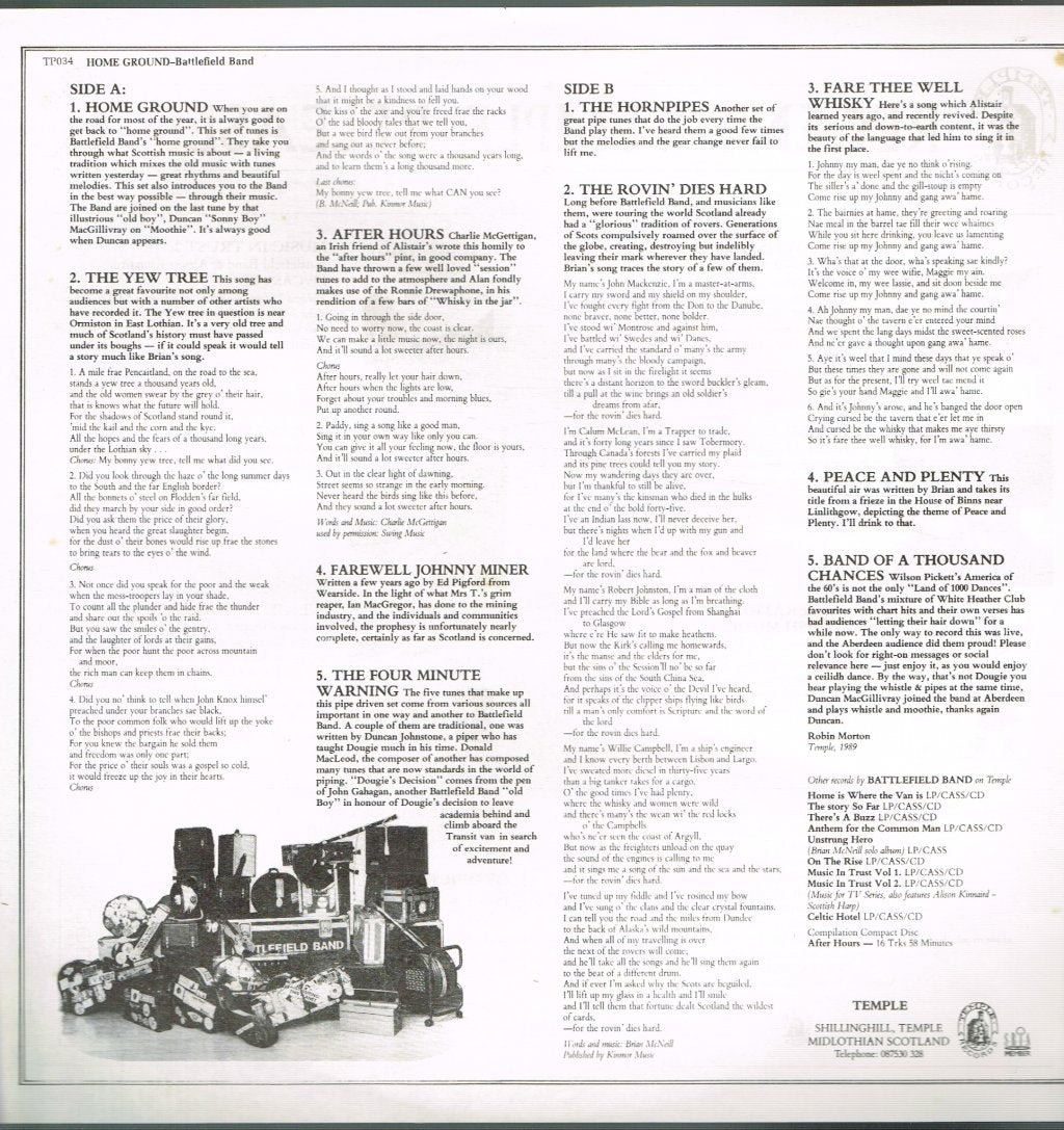 Battlefield Band - Home Ground : Live From Scotland - Lp