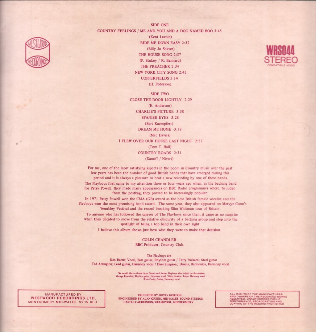 Playboys (Uk Country) - With Country Feelings - Lp