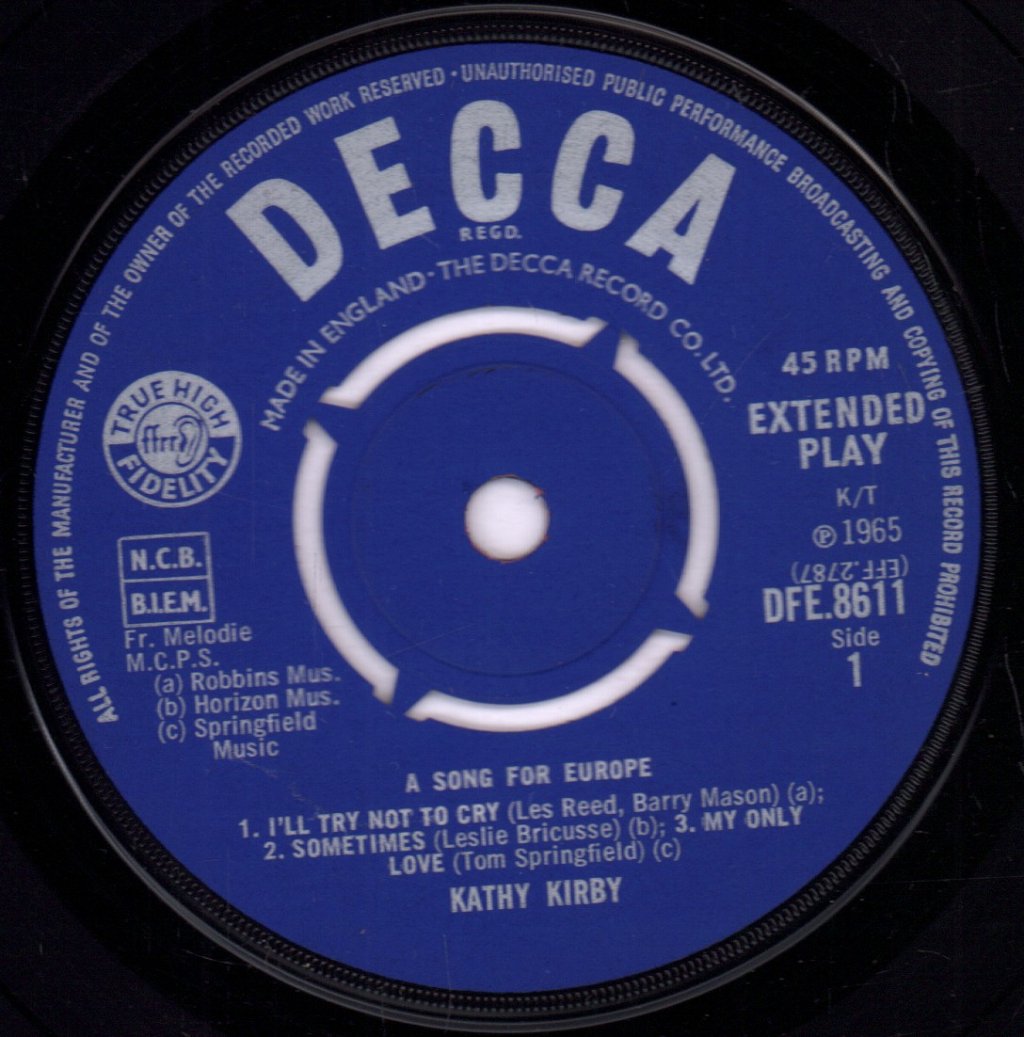 Kathy Kirby - A Song For Europe - 7 Inch