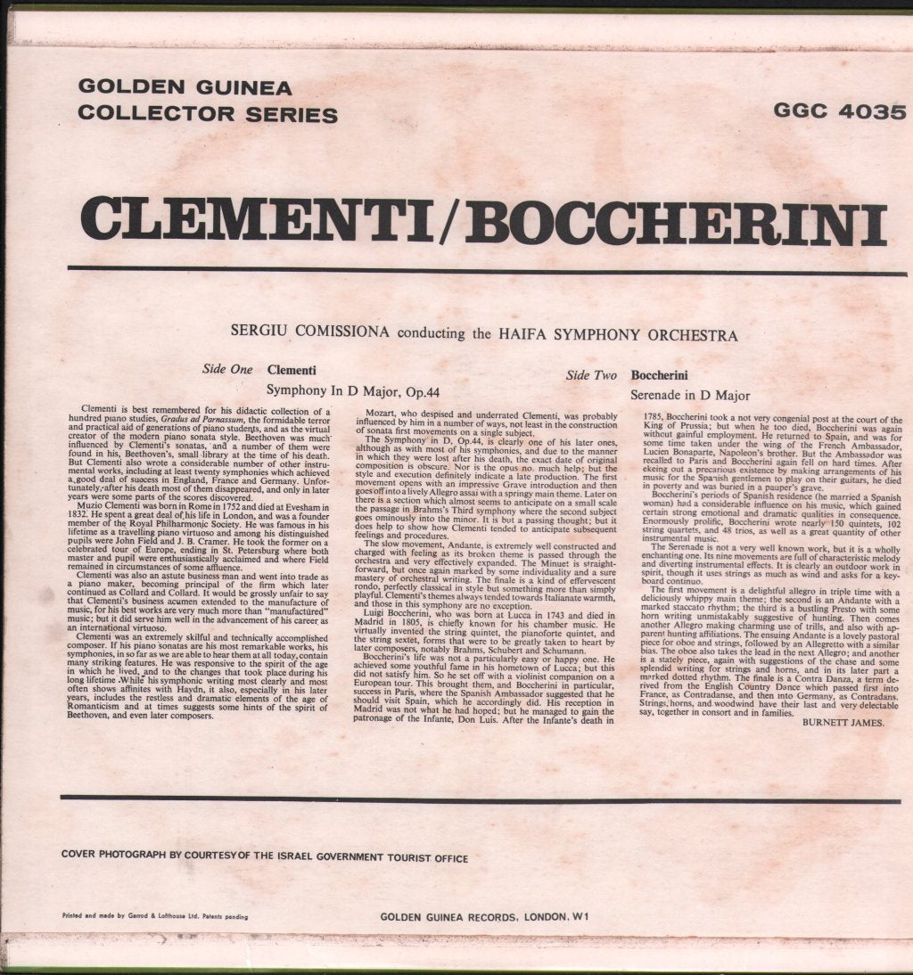 Haifa Symphony Orchestra / Sergiu Comissiona - Clementi - Symphony In D Major, Op. 44 / Boccherini - Lp