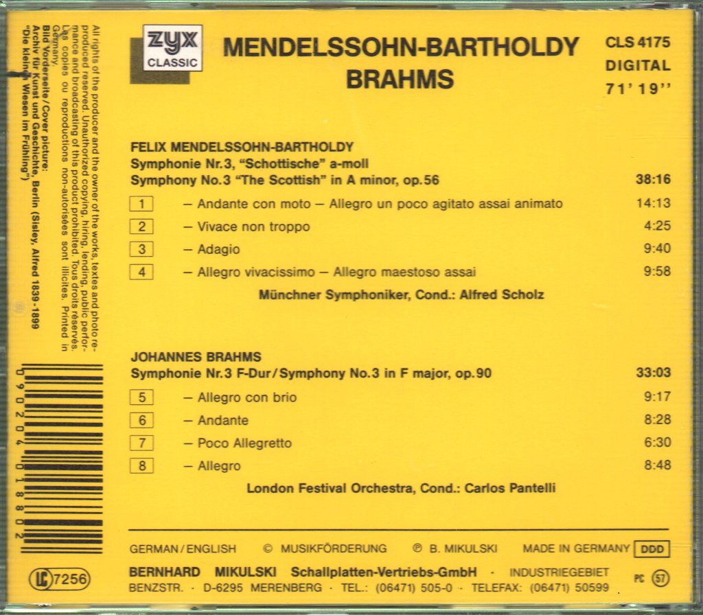 Münchner Symphoniker, Alfred Scholz, London Festival Orchestra, Carlos Pantelli - Mendelsohn / Brahms - Symphonie / Symphony No.3 - Cd