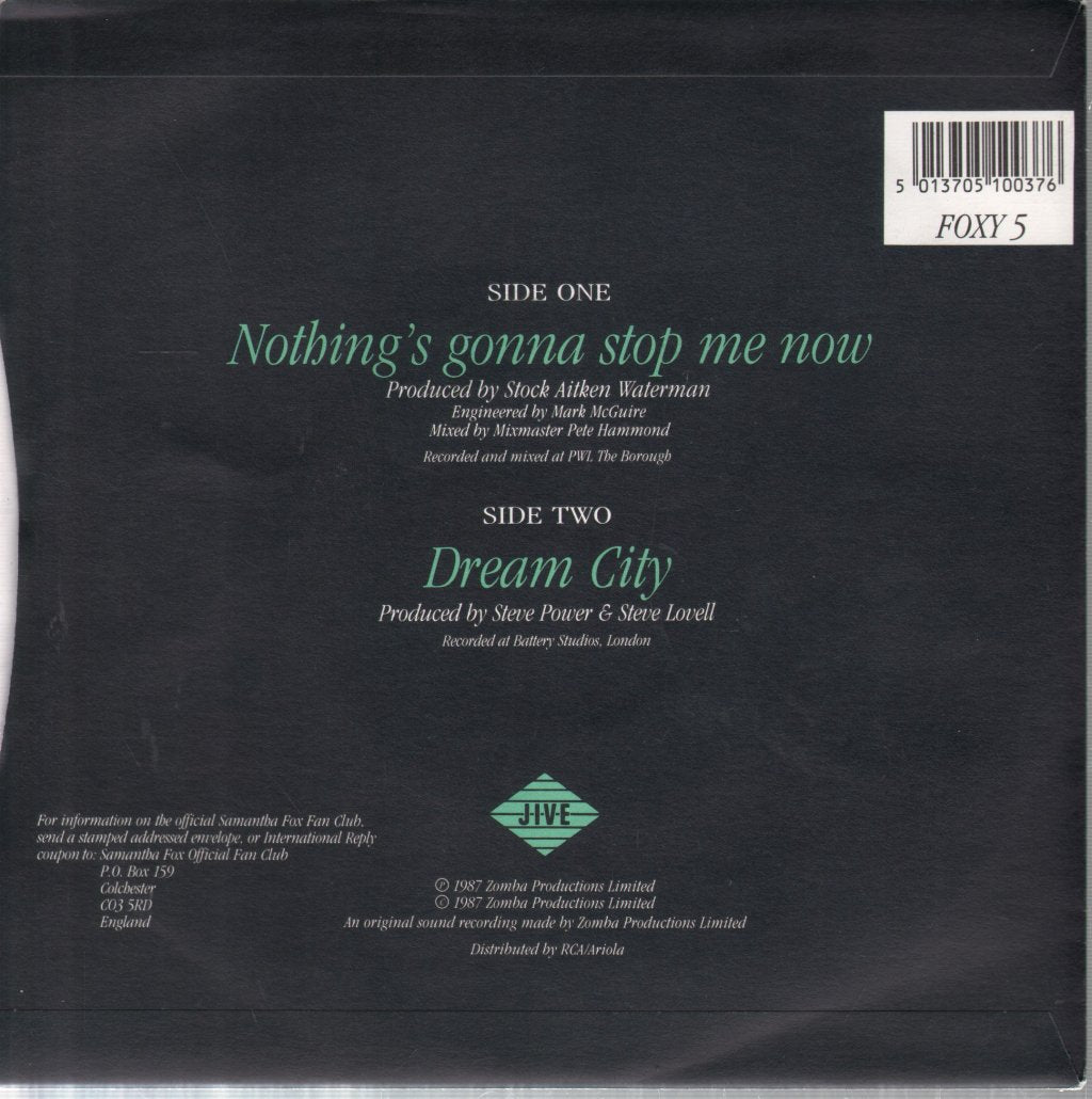 Samantha Fox - Nothing's Gonna Stop Me Now - 7 Inch