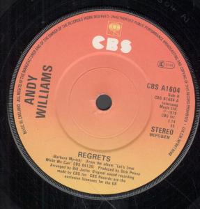 Andy Williams - Regrets - 7 Inch