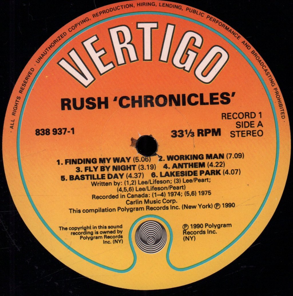 Rush - Chronicles - Triple Lp