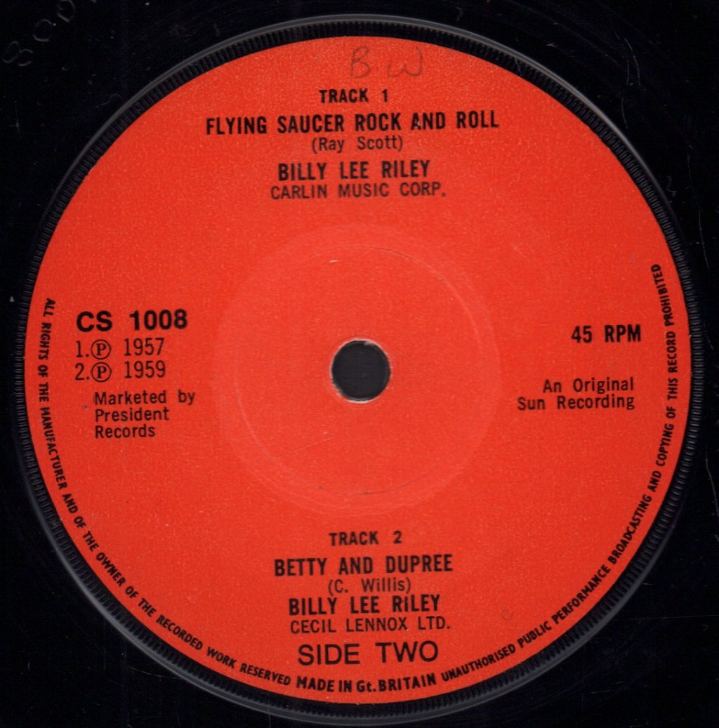 Billy Lee Riley - Flying Saucer Rock And Roll - 7 Inch
