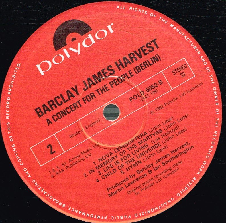 Barclay James Harvest - A Concert For The People (Berlin) - Lp