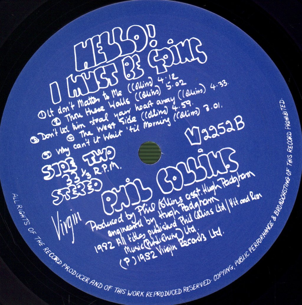 Phil Collins - Hello I Must Be Going - Lp
