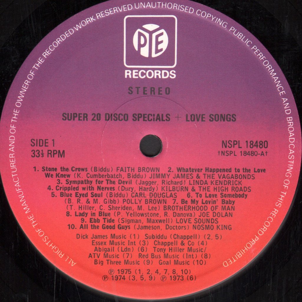 Various Artists - Super 20 Disco Specials And Love Songs - Lp