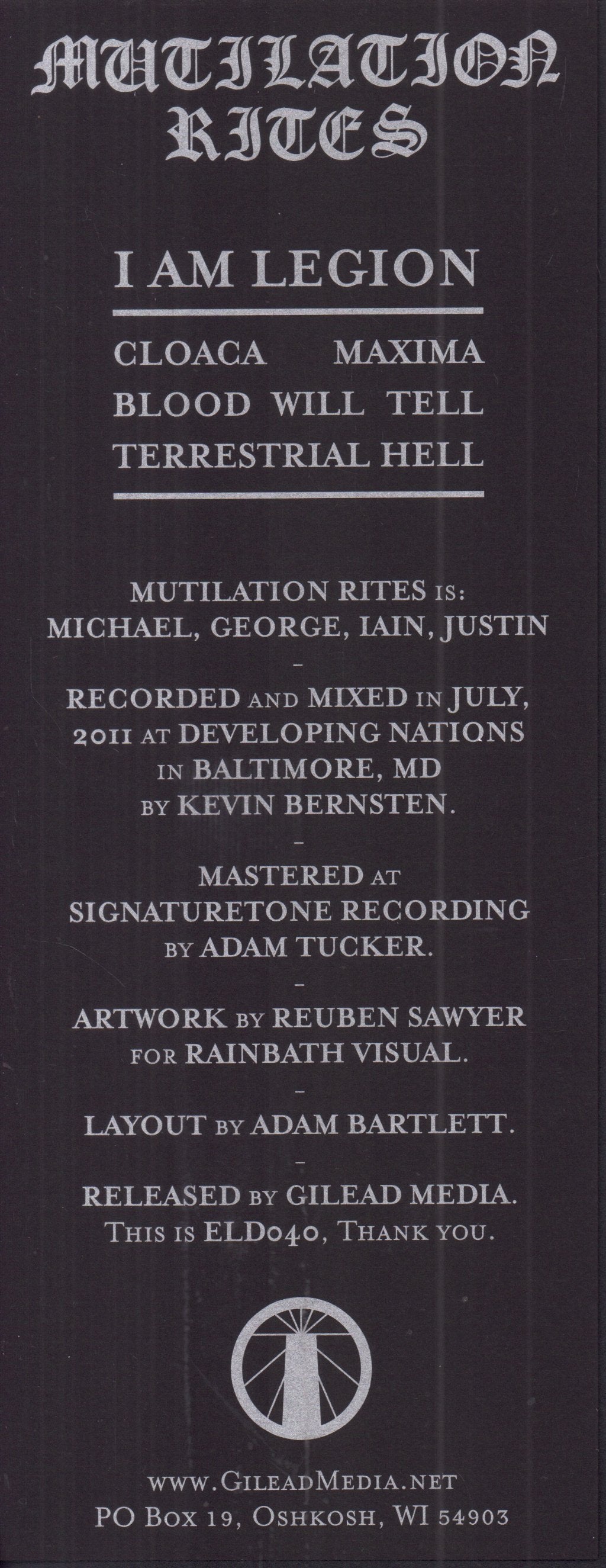 Mutilation Rites - I Am Legion - 12 Inch
