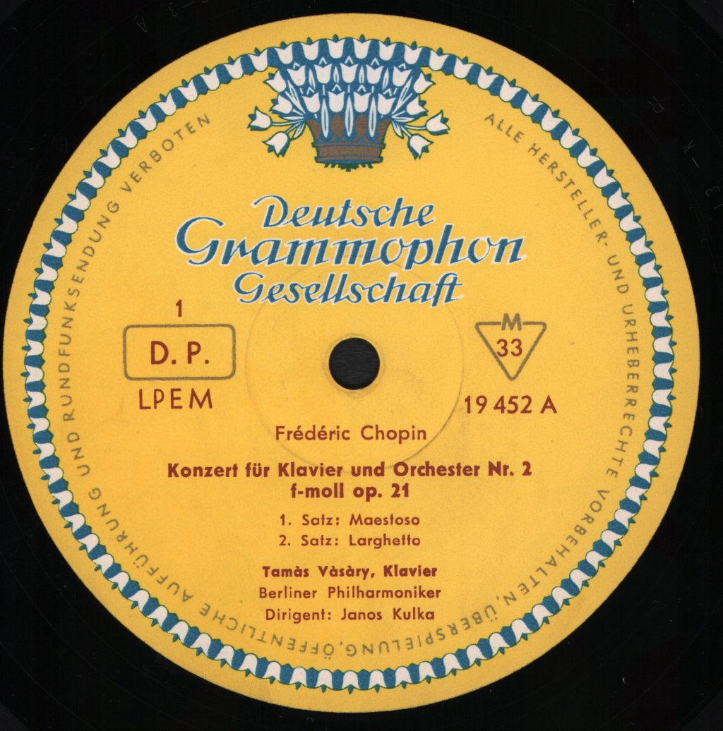 Tamas Vasary - Chopin - Klavierkonzert Nr. 2 F-Moll - Lp