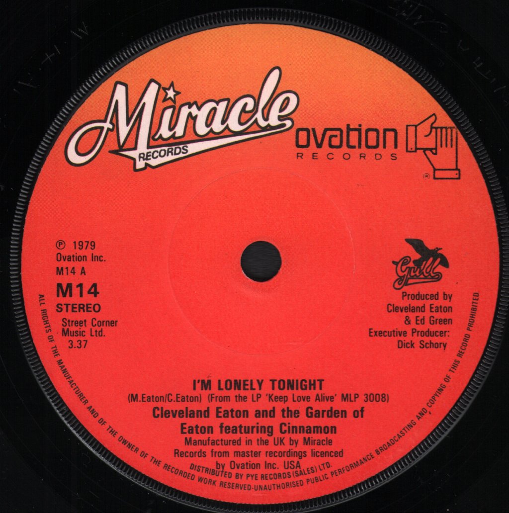 Cleveland Eaton And The Garden Of Eaton - I'm Lonely Tonight - 7 Inch