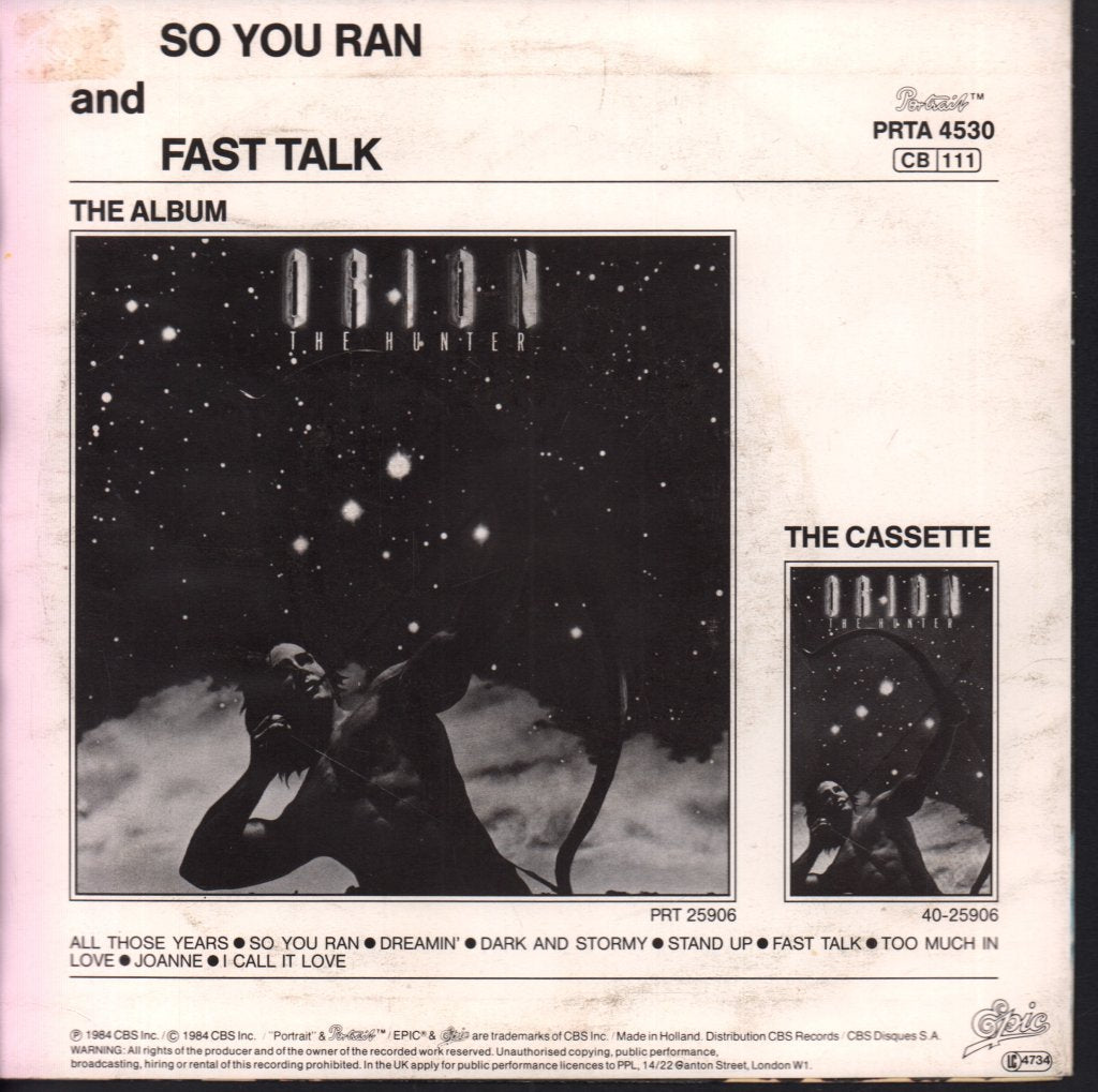 Orion The Hunter - So You Ran - 7 Inch