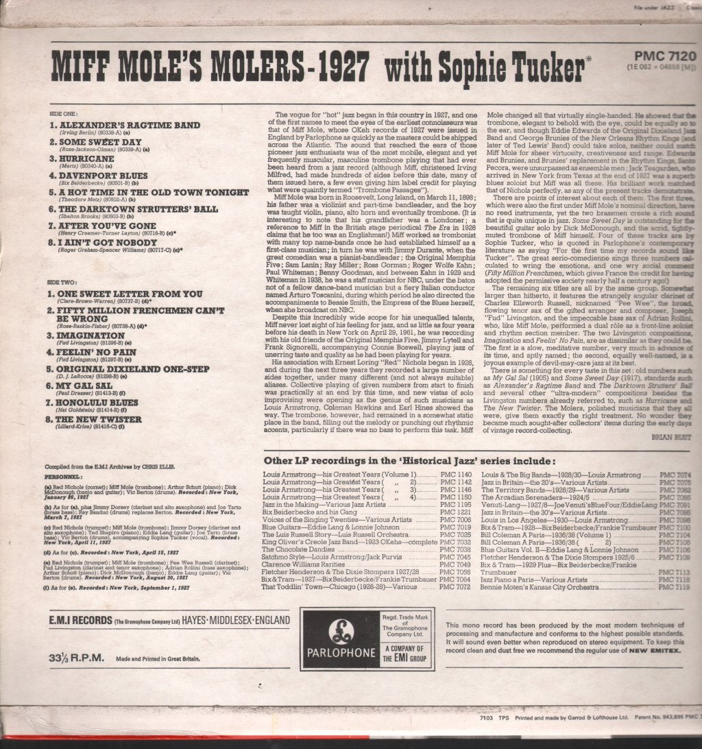 Miff Mole's Molers - Miff Mole's Molers 1927 - Lp