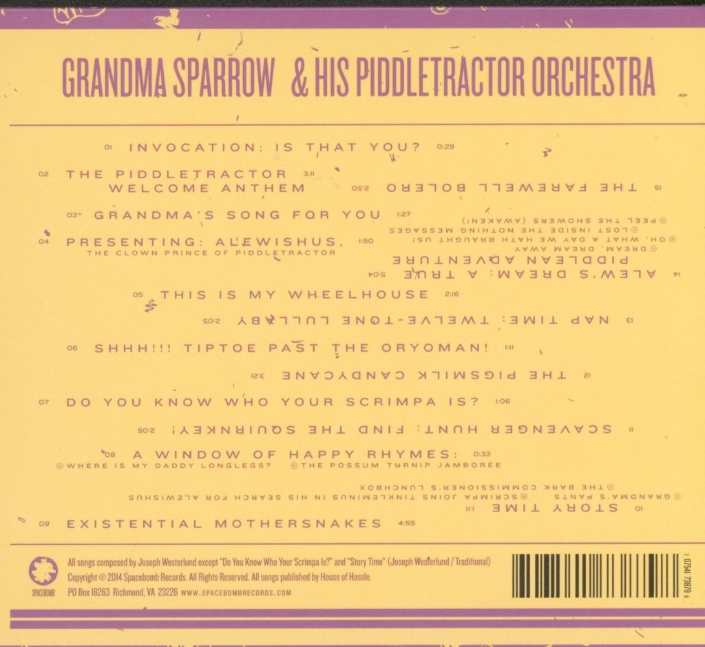 Grandma Sparrow & His Piddletractor Orchestra - Grandma Sparrow & His Piddletractor Orchestra - Cd