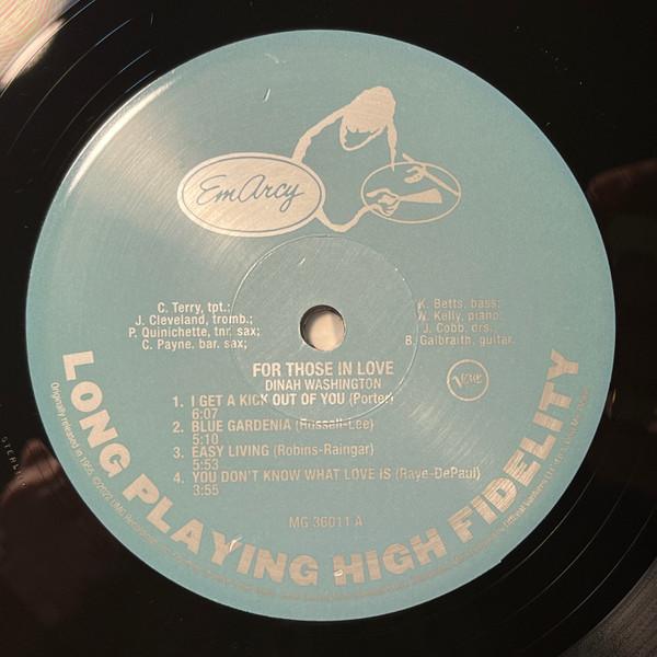 Dinah Washington - For Those In Love - Lp