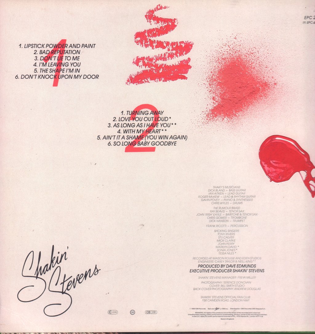 Shakin Stevens - Lipstick Powder And Paint - Lp