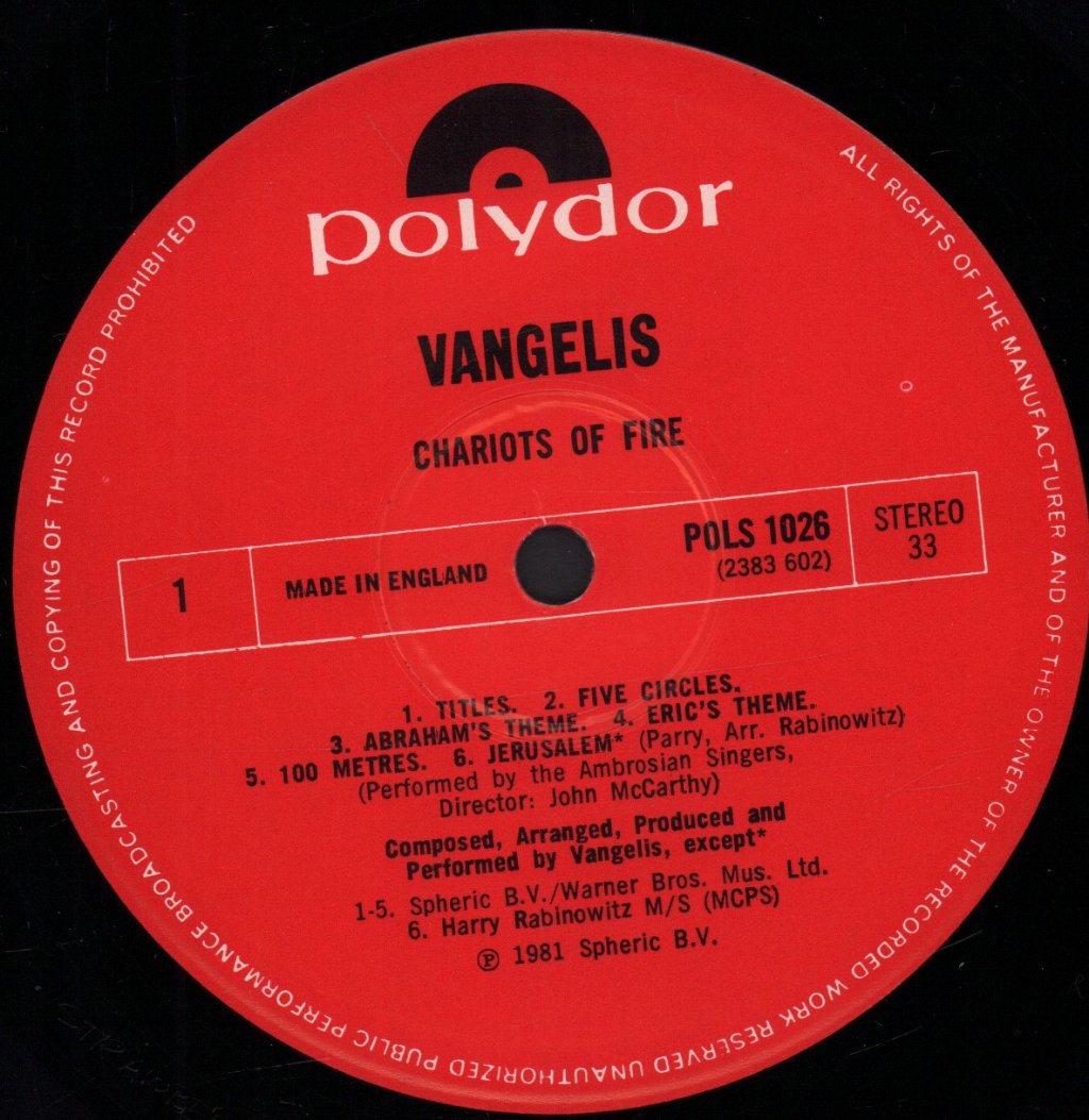 Vangelis - Chariots Of Fire - Lp