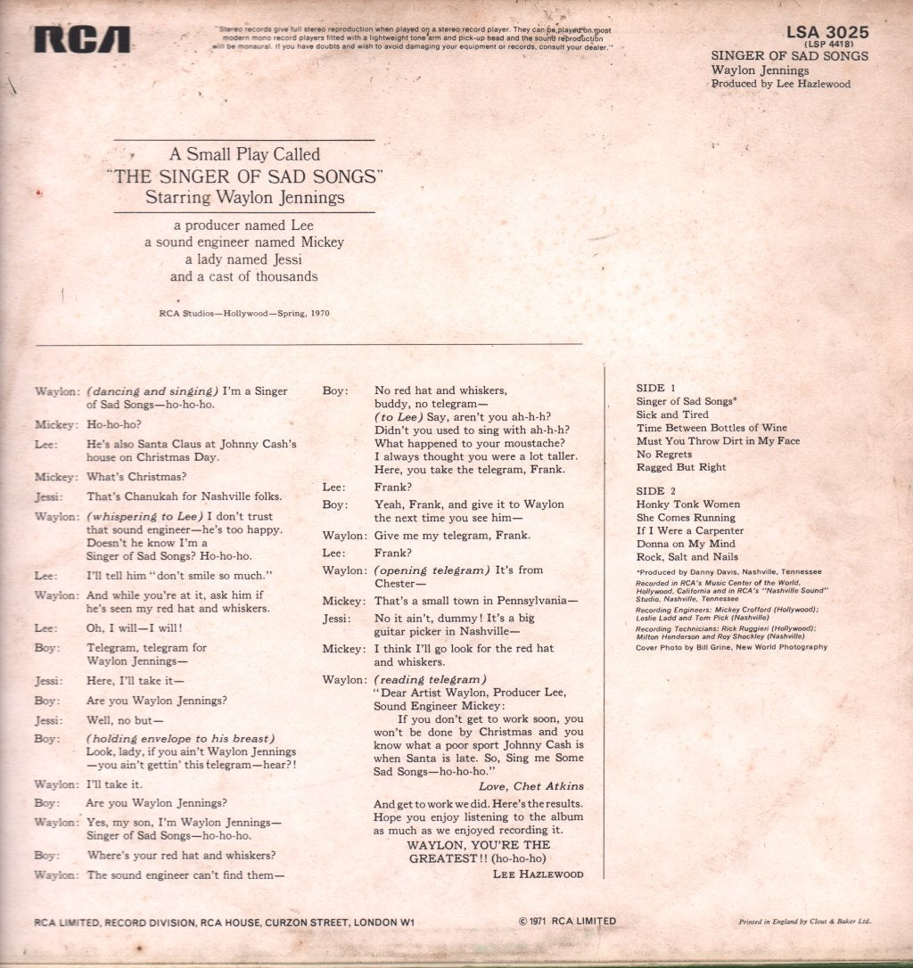Waylon Jennings - Singer Of Sad Songs - Lp