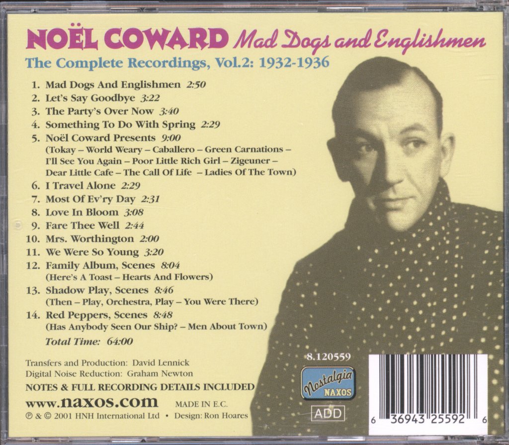 Noël Coward - Mad Dogs And Englishmen - The Complete Recordings, Vol.2: 1932-1936 - Cd
