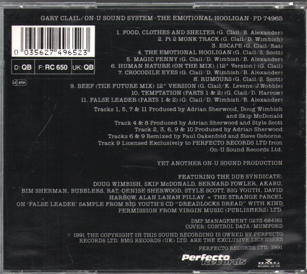 Gary Clail & On-U Sound System - Emotional Hooligan - Cd