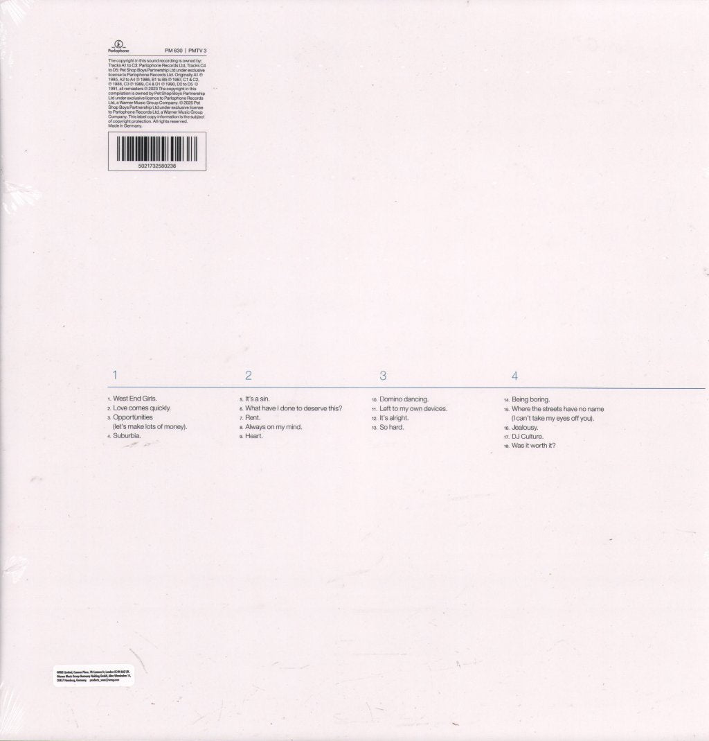 Pet Shop Boys - Discography The Singles Collection 1985-1991 - Double Lp